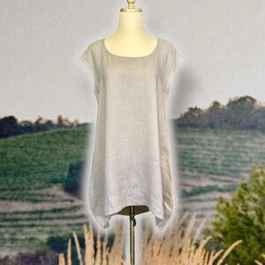 Bryn Walker Dove Gray ‘Amy’ Short Sleeve Bubble Tunic in 100% Linen Size Small